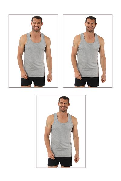 ÖZKAN underwear Özkan 0058 3 Pack Men's 100% Cotton Ribbed Flexible Comfortable Back Crossed Sportsman Rambo Thick Strap a