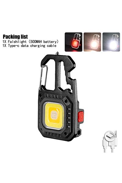 XIWANGFIRE 1PCS Black Mini Multifunctional Keychain LED Flashlight USB Rechargeable Portable Flashlight Outdoor