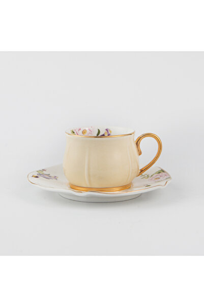 sharpdo 115ml Gold Handle Small Five Leaf Ceramic Cup And Saucer