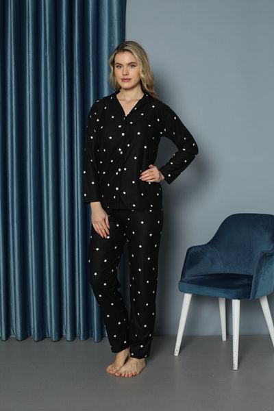 TAMPAP Shirt Collar Suede Bottom Top Women's Pajamas Set