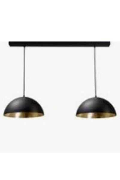 Genel Markalar Şık ikili retro rustik masa üstü metal avize, siyah ve altın d...