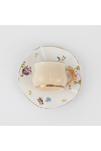 sharpdo 115ml Gold Handle Small Five Leaf Ceramic Cup And Saucer