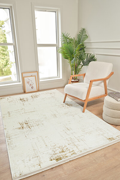 KREASYON HALI Kadifem KD011 Bej Yumuşak Dokulu Salon Mutfak Koridor Oturma Od...