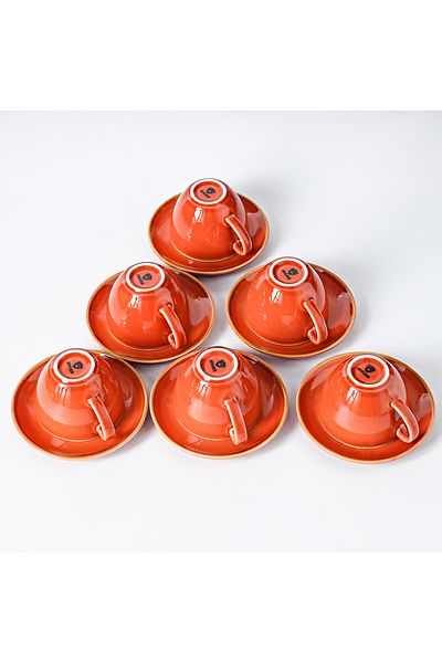 sharpdo 220 ML Ceramic Coffee Cup And Saucer Kiln Glaze Changing Process Six Cup And Saucer Set
