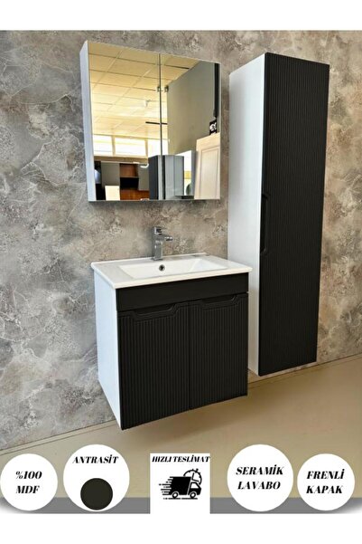 noce BANYO DOLABI AYNALI CNC İŞLEMELİ MEMBRAN KAPAKLI 65 cm