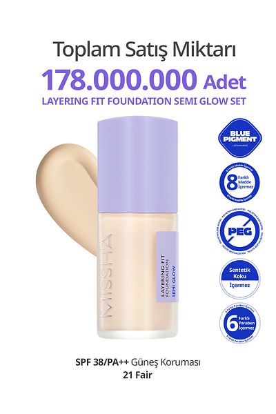 Missha Semi Shiny Finish Moisturizing Foundation Layering Fit Foundation Semi Glow (No.21 Fair)
