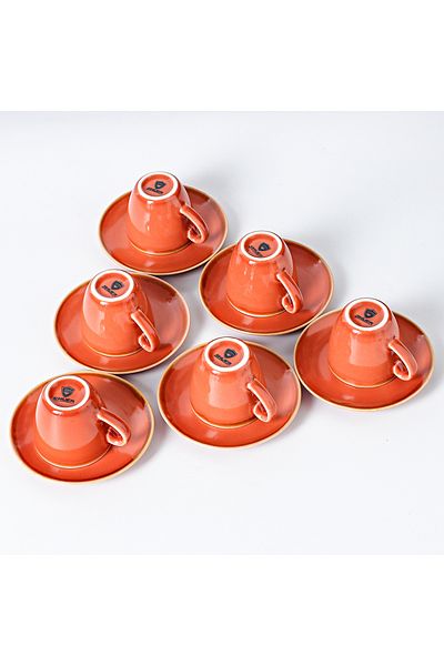 Shuer 100 ML Ceramic Coffee Cup And Saucer Kiln Glaze Changing Process Six Cup And Saucer Set