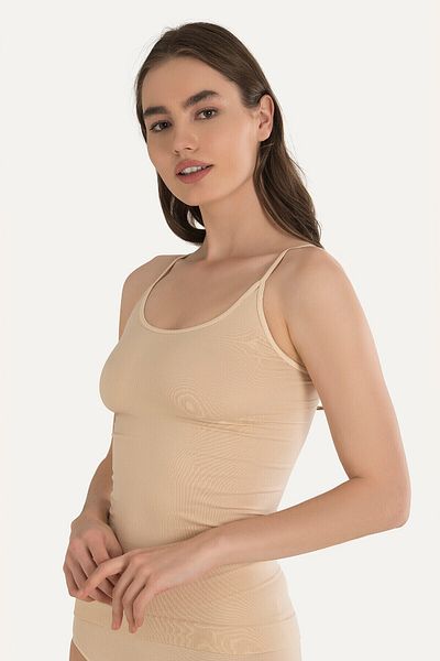 NBB Tan Thin Strap Seamless Undershirt