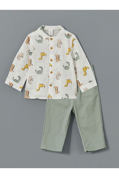 LC Waikiki Printed Shirt and Pants for Baby Boy - Set of 2