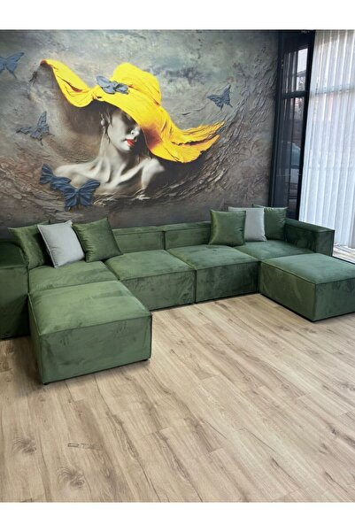 Erduran Mobilya Angelo 4 Modül + 2 Puf Köşe Koltuk Takımı (6 Modül) Babyface ...