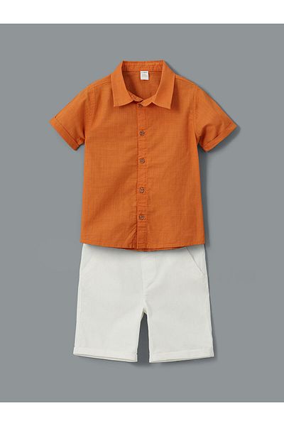 LC Waikiki Short Sleeve Basic Baby Boy Shirt and Shorts Set of 2