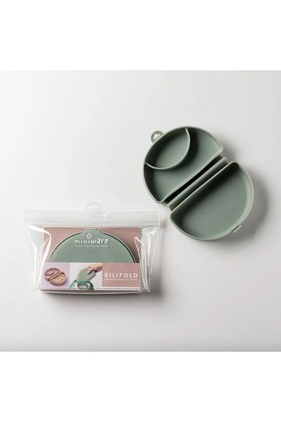 Babyjem Rozmanitosť príjemcu hrana bebelusi Miniware Silifold, 100% silikónová potravina, Sage