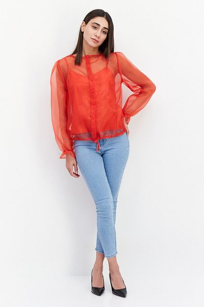 Love Copenhagen Women Round Neck Long Sleeve Textured Top, Red