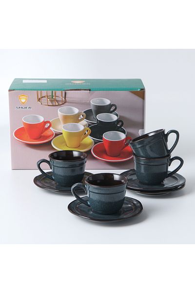 sharpdo Kiln Variable Glaze Deformation Cup And Dish Ceramic Four Cup And Four Saucer