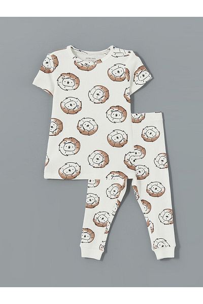LC Waikiki Crew Neck Printed Baby Boy Pajama Set