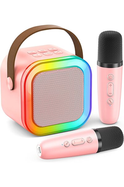 AWH جهاز كاريوكي للأطفال والكبار، مكبر صوت مايكروفون بلوتوث مع أضواء، 2 ميكروفون، ولعبة هدية.