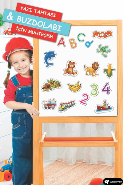 welcomein 56 Pcs Animals & 26 Pcs Vegetable Fruit Educational Set with Magnetic Magnets