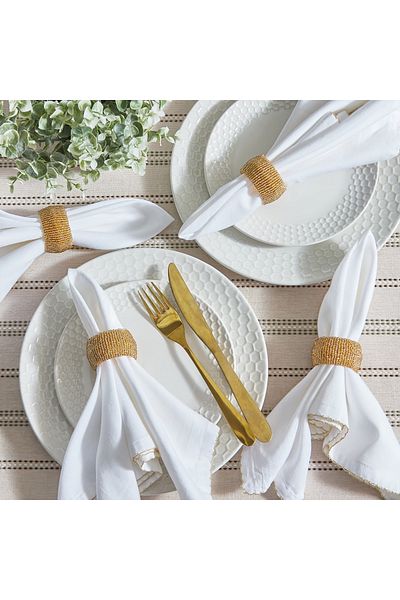 erorex Blaze Embellished Napkin Ring - Set of 4