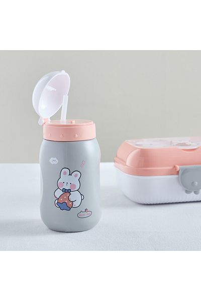 erorex Neo Teddy Lunch Box and Sip Bottle Set with Spoon and Fork - 500 ml