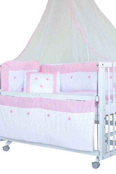 Babycom Pembe Çiçekli Uyku Seti - 70x130