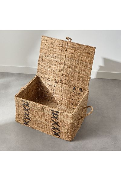 erorex Naturaloom Stitch Rectangular Trunk with Iron Frame Inside - 60x45x32 cm