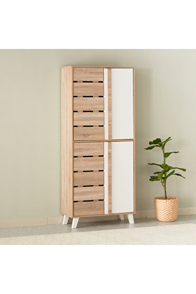 Home Box Alford 24-Pair Tall Shoe Cabinet with 4 Doors