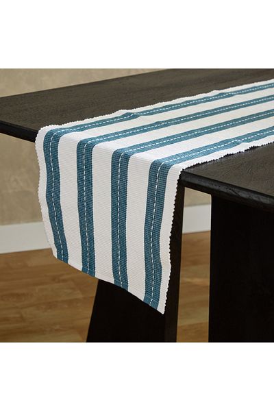 erorex Harley Azure Ribbed Table Runner - 33x120 cm
