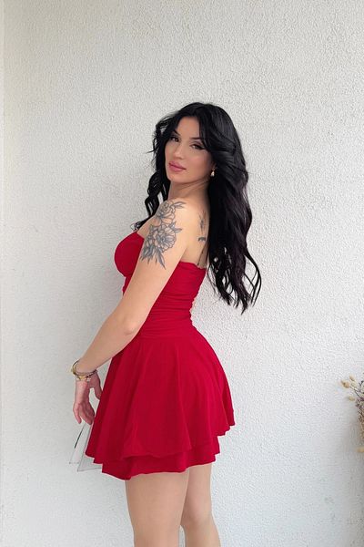 MOZENA Strapless Skirt Mini Dress with Shorts