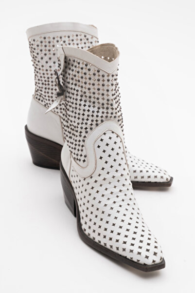 Zeynep Sıradağlı Alkadra Kadın Hakiki Deri Beyaz Western Bot