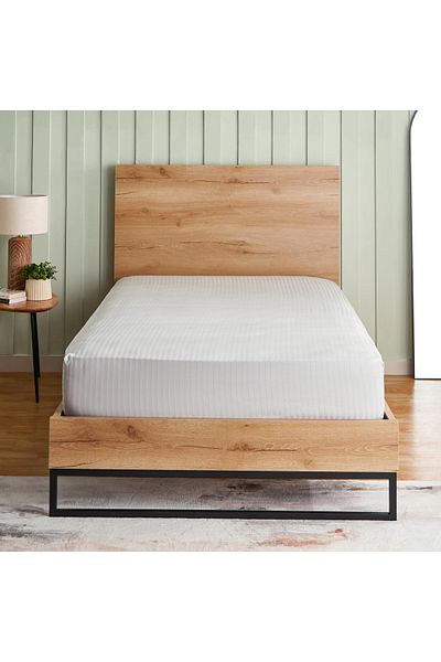 erorex Hamilton Single BCI Cotton Stripe Satin Cotton Fitted Sheet - 90x200+30 cm