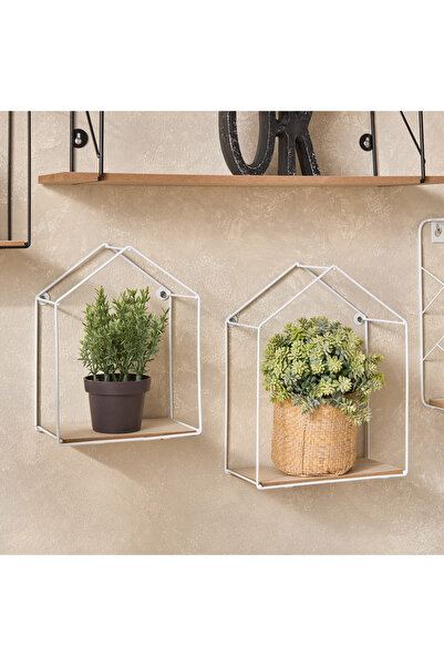 Generic مجموعة رفوف حائط معدنية مكونة من قطعتين من سيرا مع لوح MDF