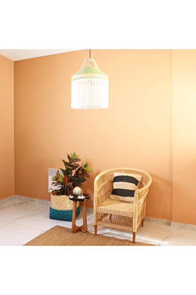 Mylamp ŞANZELİZE 41x50 cm Doğal Hazeran ve RAFYA Kumaş Avize