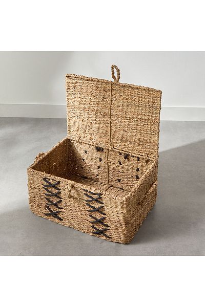 erorex Naturaloom Stitch Rectangular Trunk with Iron Frame Inside - 50x34x25 cm