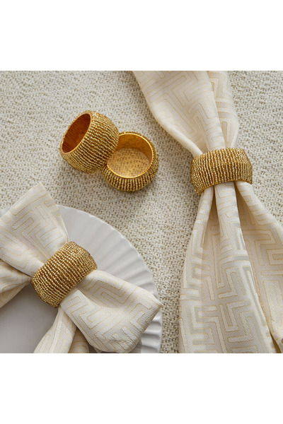 Home Box مجموعة حلقات المناديل المزينة بالخرز من Blaze، مكونة من 4 قطع - 5 سم