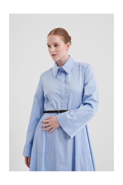FUSHYA Rochie din popelin cu centura din piele