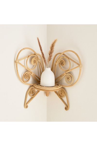 erorex Boho Bliss Butterfly Corner Wall Shelf - 21x21x37 cm