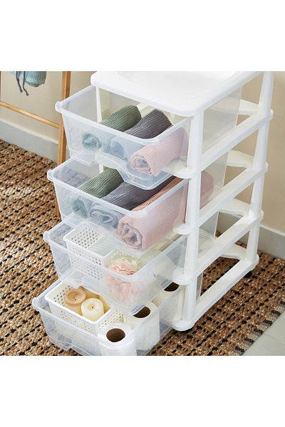 erorex Kevin 4-Tier Drawer Set with Wheels - 44x34x77 cm