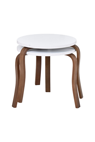 VİLİNZE Eva Ahşap Çok Amaçlı Zigon Tabure (2 Adet)