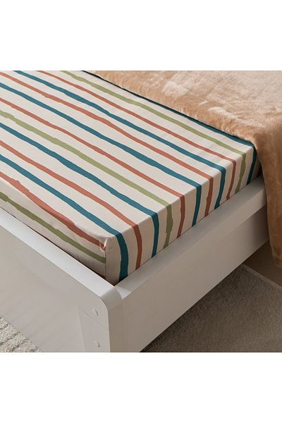 erorex Joy Adventurer Campsite Single Cotton Fitted Sheet - 90x200+25 cm