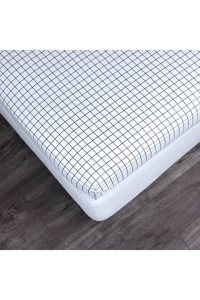 erorex ملاءة سرير مزدوجة من القطن بطبعة خطوط مالطا - 120×200+33 سم