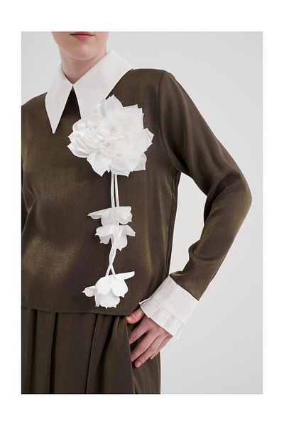 FUSHYA Rose Buckle Shirt Collar Double Set