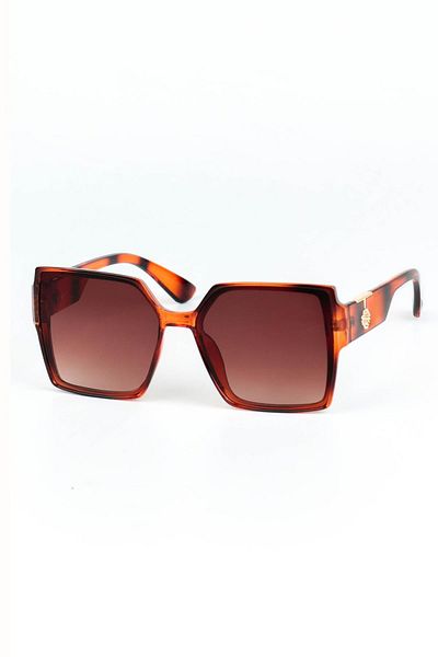 Di Caprio Women's Leopard Uv400 Protection Rectangular Model Sunglasses