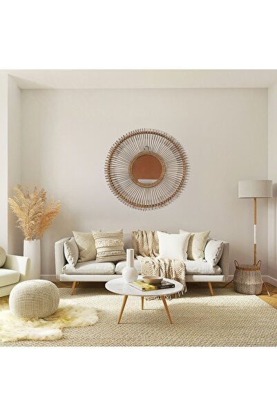 Mylamp Sun Doğal Rattan Ayna 86 cm