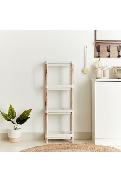 erorex Nova Rectangular 4-Tier Caddy with Wooden Finish