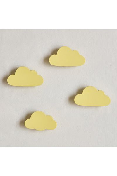 erorex Cloud Shaped 4-Piece Wooden Wall Hook Set - 9x3x5 cm