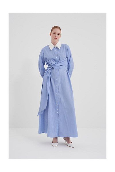 FUSHYA Rochie cu dungi cu dantelă