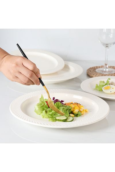 sharpdo 4pcs round ceramic plates set,with 2*8 inch plates and 2* 10 inch plates