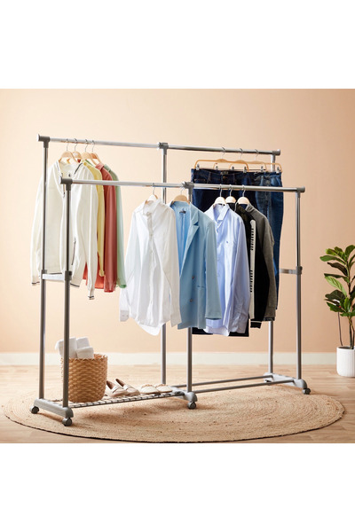 Generic Lapis Extendable Garment Rack with Wheels - 171x44x165 cm