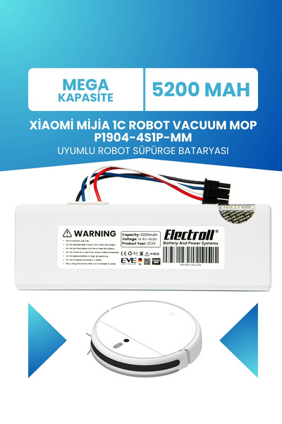 ELECTROLL Xiaomi Mijia 1c Robot Vacuum Mop P1904-4s1p-mm Batarya 5200 Mah Meg...