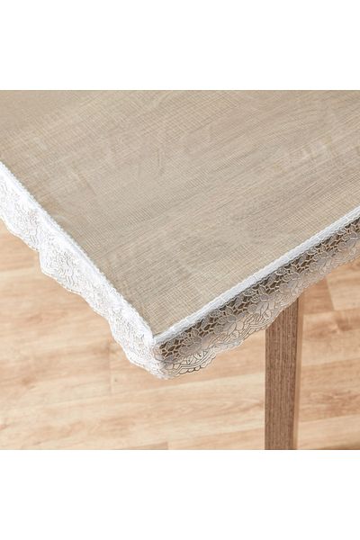 erorex Crystallo Transparent Table Cover with Lace Border - 132x178 cm